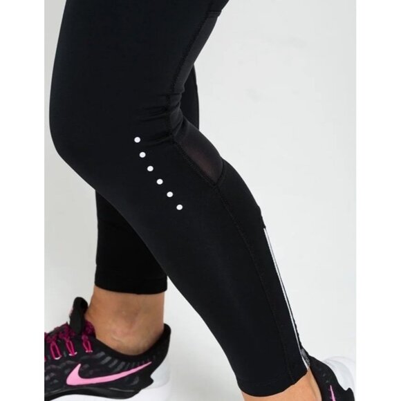 Nike Womens Dri Fit Tech Tights Drawstring Pockets Mesh Ankle Zippers Black Sz M - Picture 3 of 16